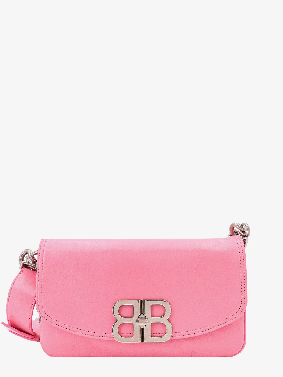 Leather shoulder bag metal monogram
