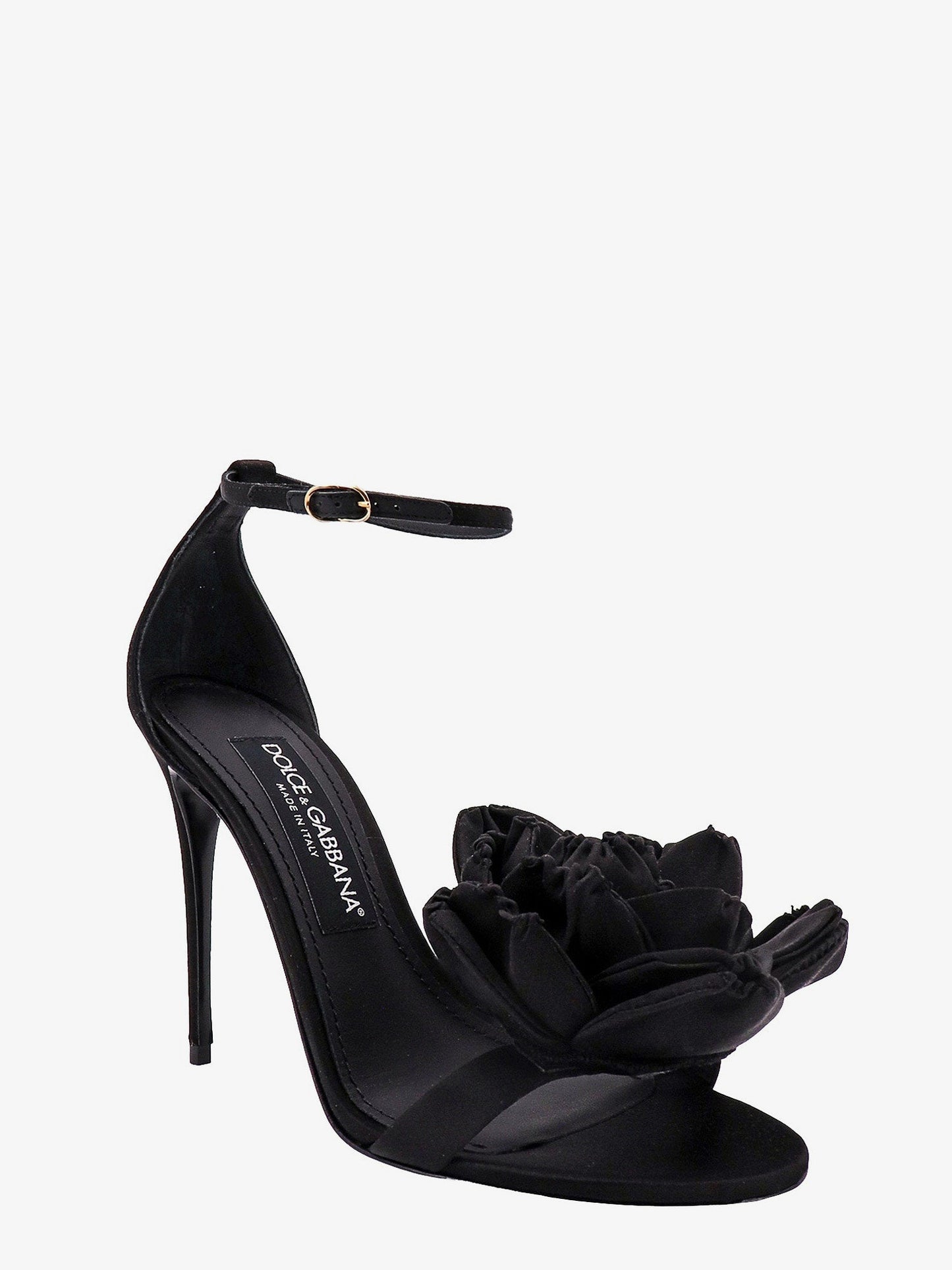 Satin sandals with floreal application