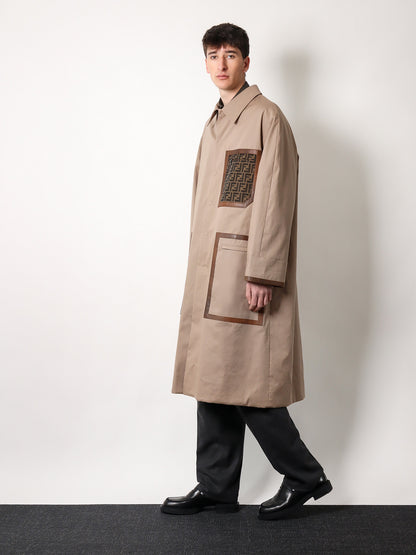 Cotton trench with leather profiles thumbnail