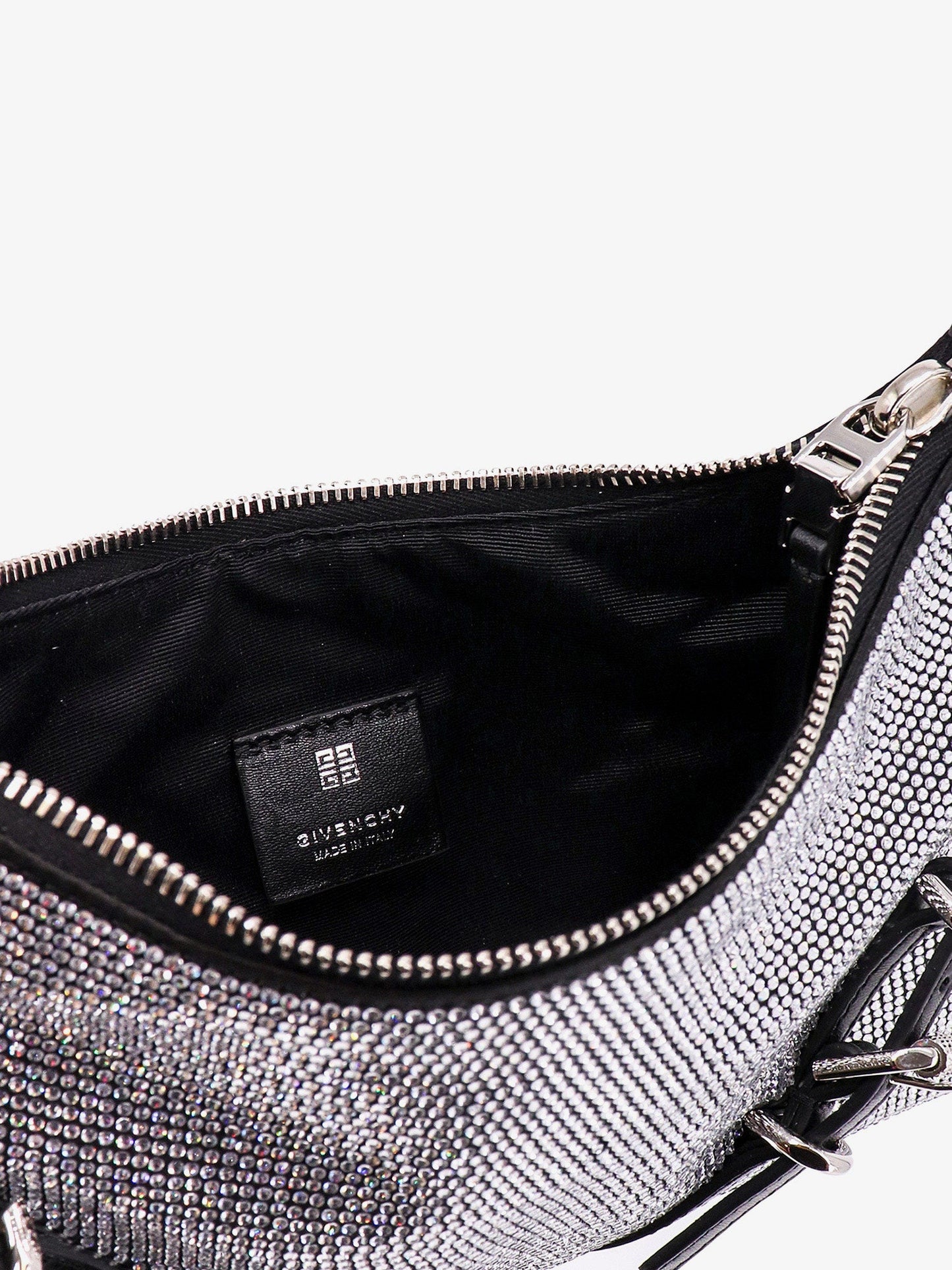 Shoulder bag with all-over rhinestones