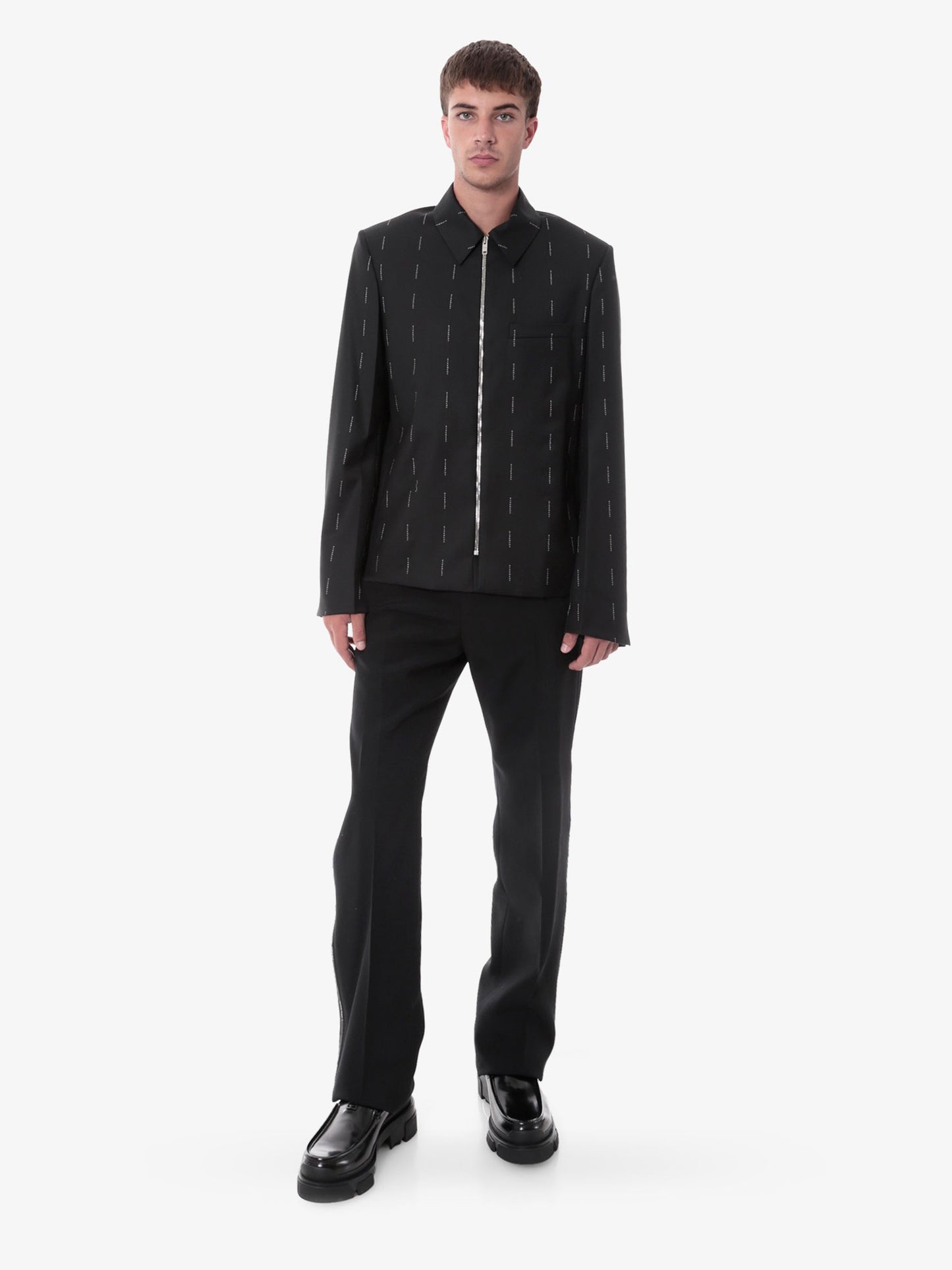 Wool blazer with all-over logo print