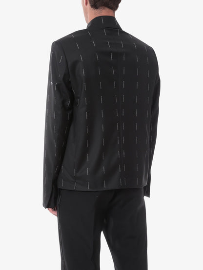 Wool blazer with all-over logo print thumbnail