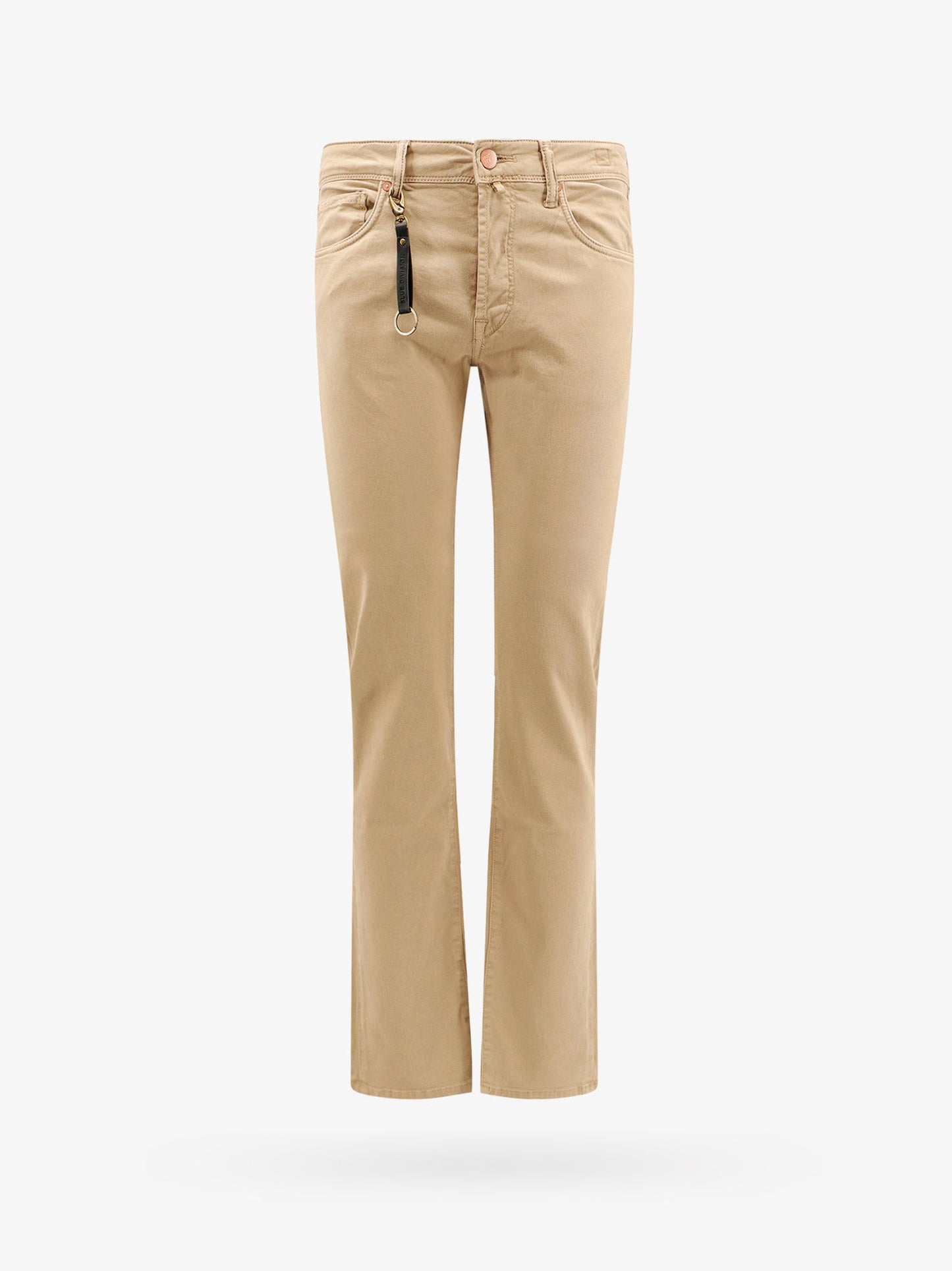Stretch cotton trouser with back suede logo patch