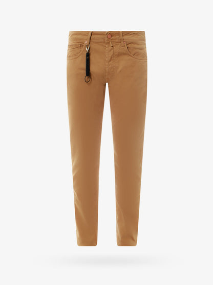 Stretch cotton trouser with back suede logo patch thumbnail
