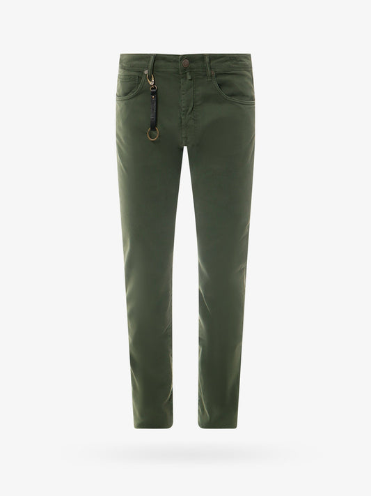 Stretch cotton trouser with back suede logo patch