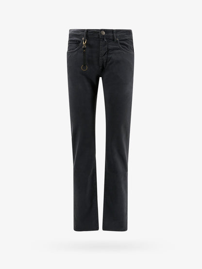 Stretch cotton trouser with back suede logo patch thumbnail