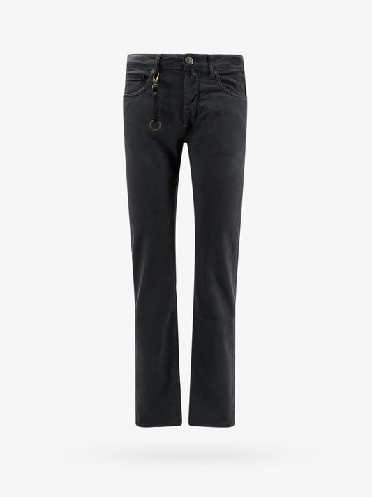 Stretch cotton trouser with back suede logo patch