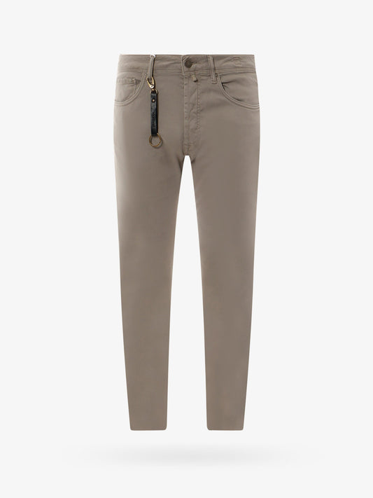 Stretch cotton trouser with back suede logo patch