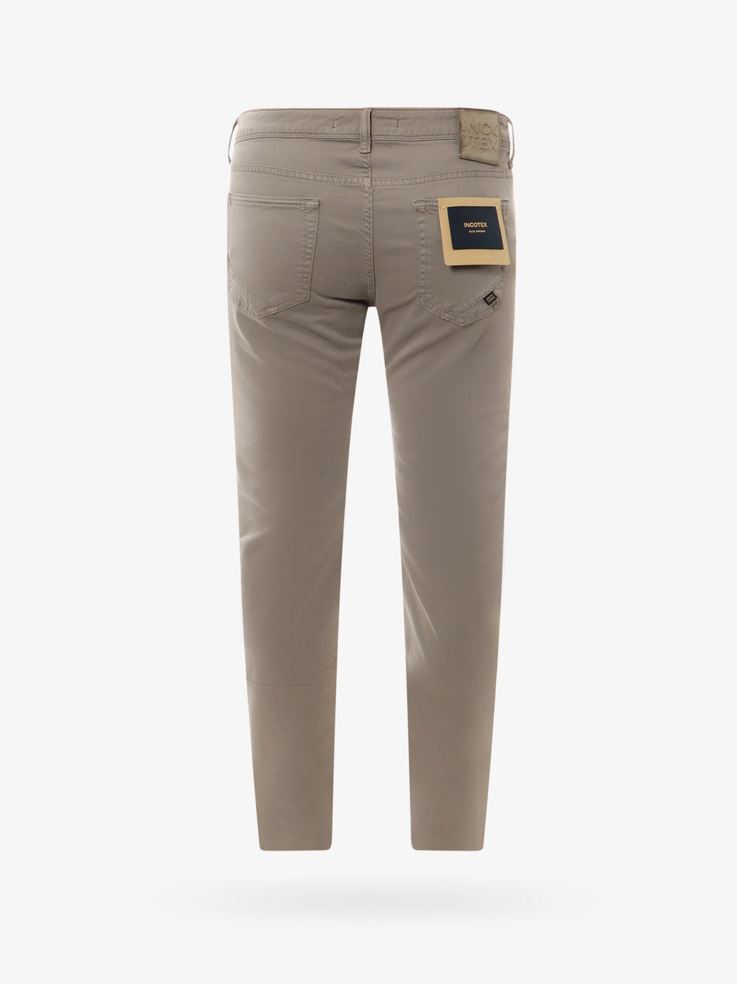 Stretch cotton trouser with back suede logo patch