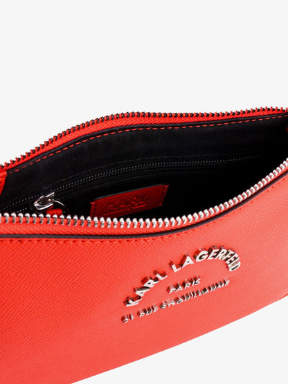 Leather shoulder bag with frontal metal logo thumbnail