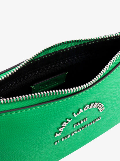 Leather shoulder bag with frontal metal logo thumbnail