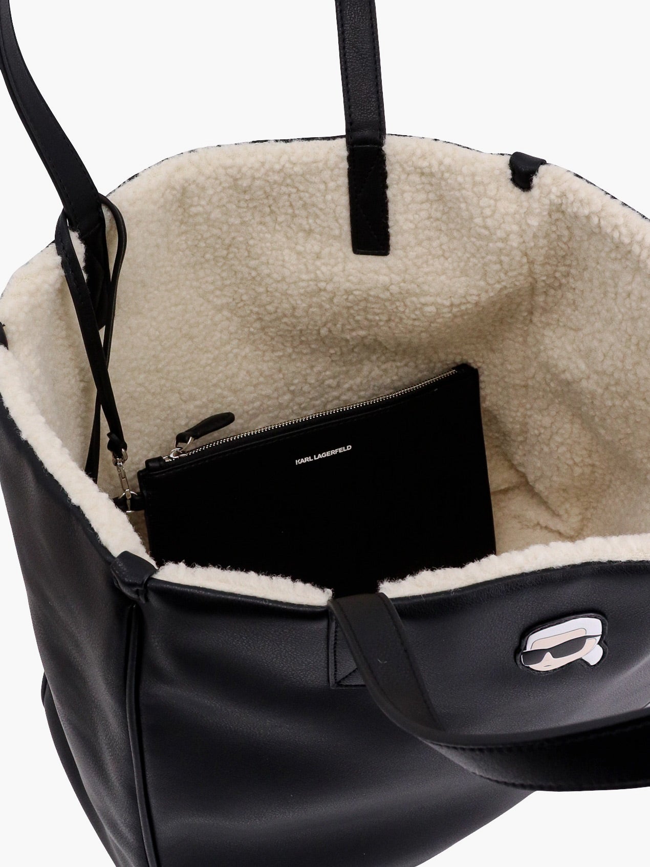 Alternative material to leather shoulder bag with k/ikonik patch