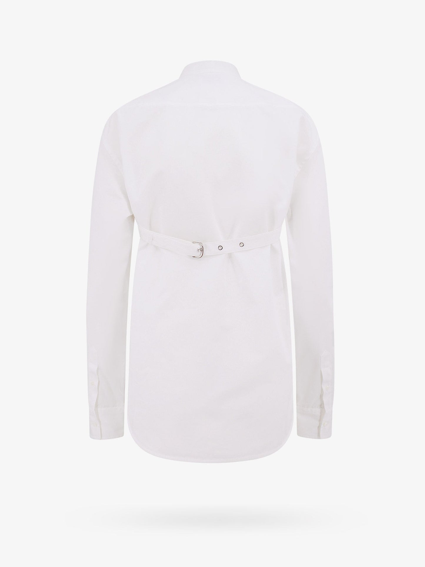 Cotton shirt with straps and metal buckle