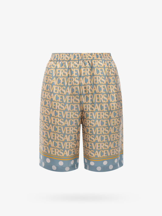 Silk bermuda shorts with all-over logo