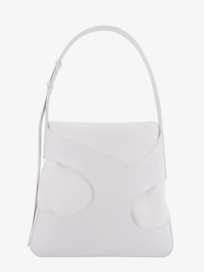 Shoulder bag in leather and canvas with cut-out details thumbnail