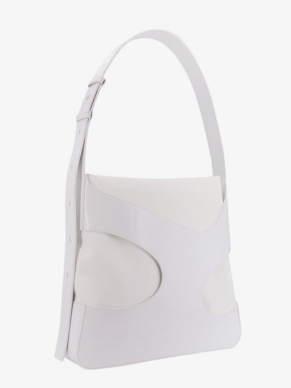 Shoulder bag in leather and canvas with cut-out details thumbnail
