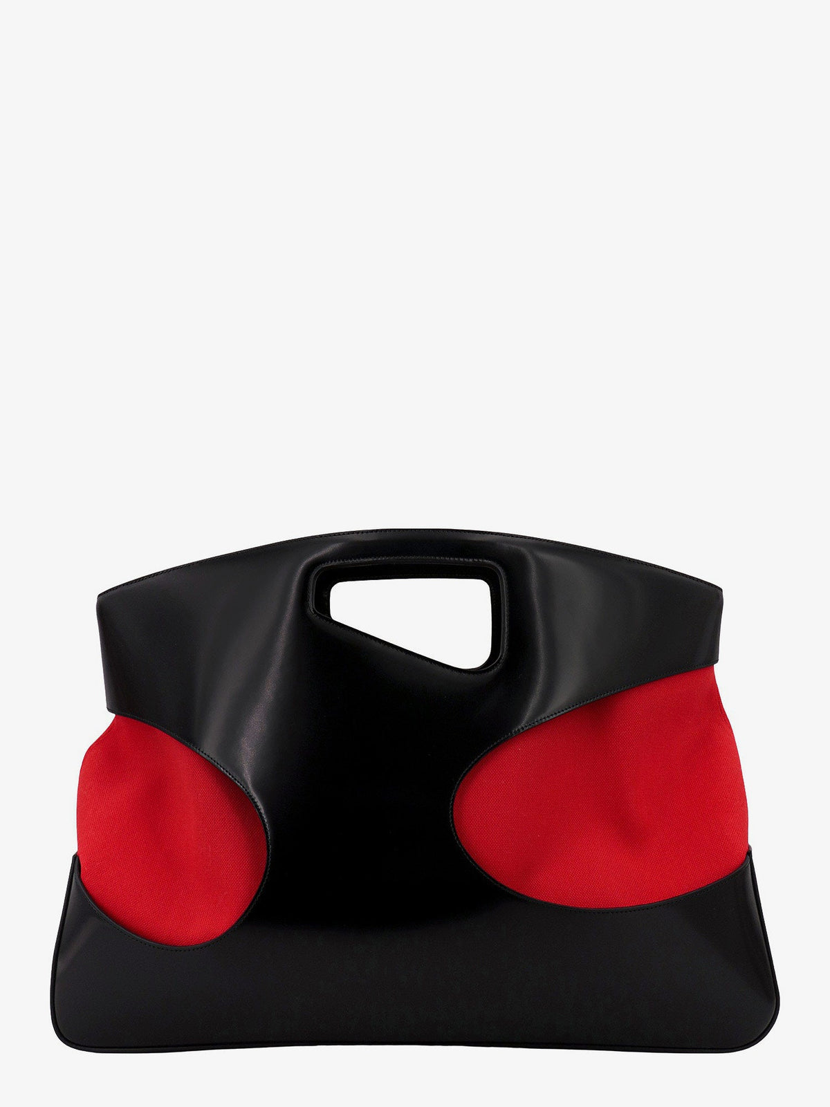Leather canvas handbag cut out details