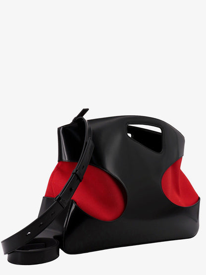 Leather and canvas handbag with cut-out details thumbnail