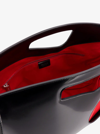 Leather and canvas handbag with cut-out details thumbnail