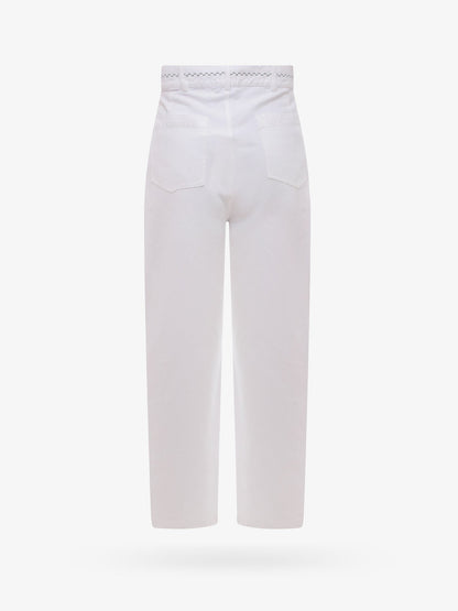 White denim trouser with stitching and embroidery thumbnail