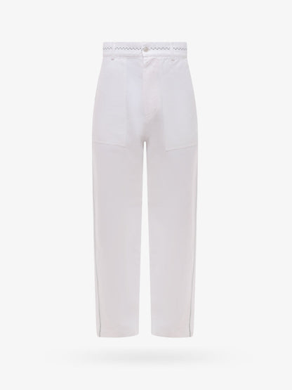 White denim trouser with stitching and embroidery thumbnail