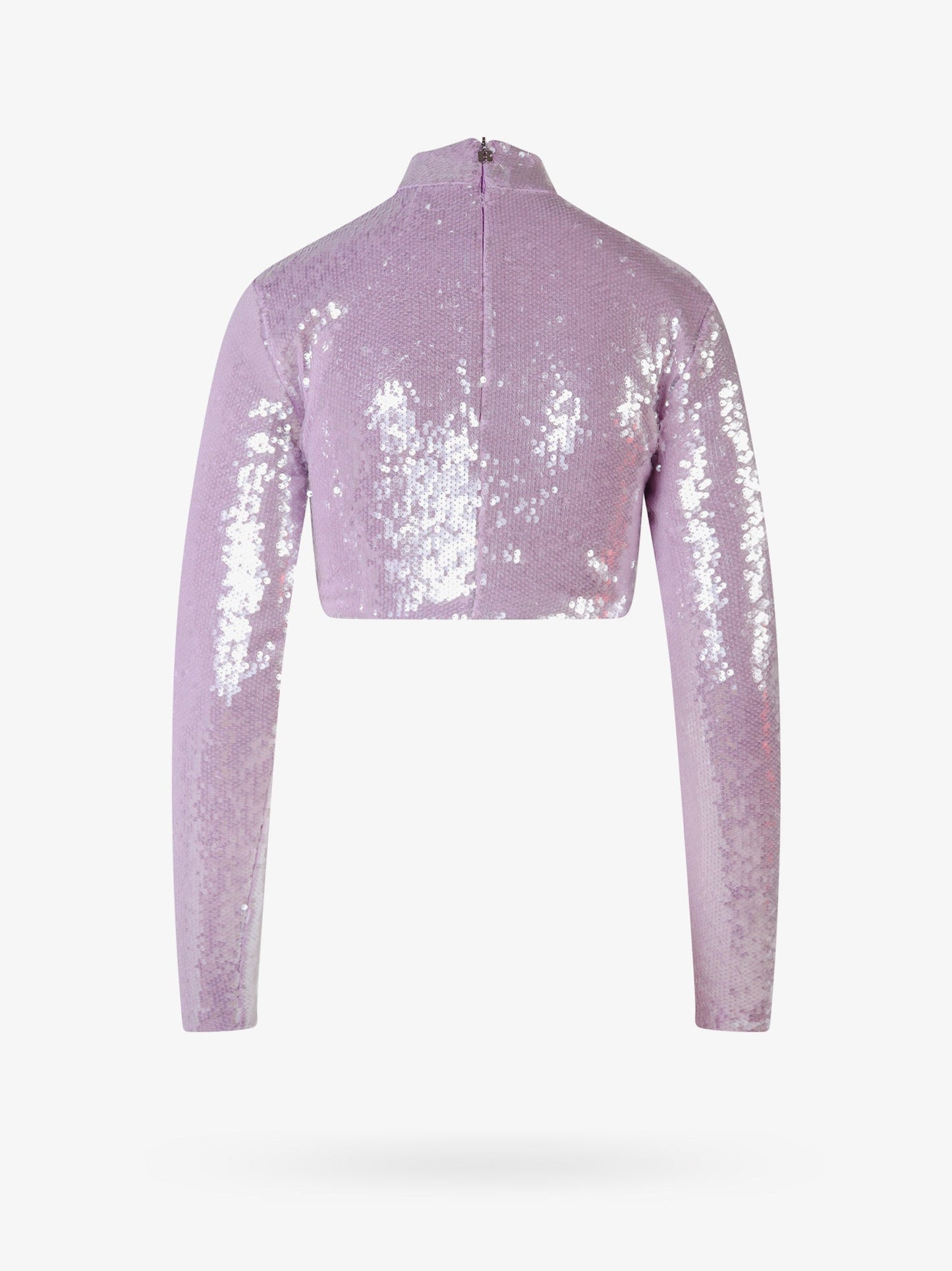 Crop fit top with all-over sequins