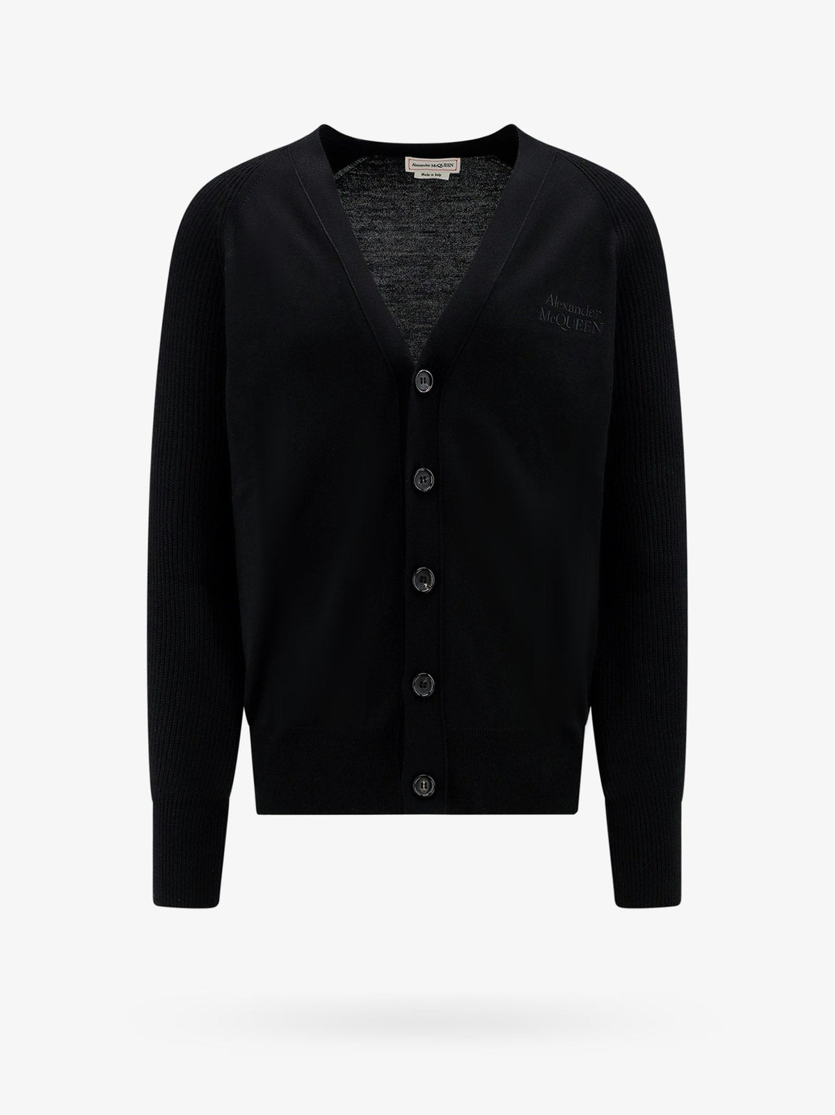 Wool cardigan with logo embroidery