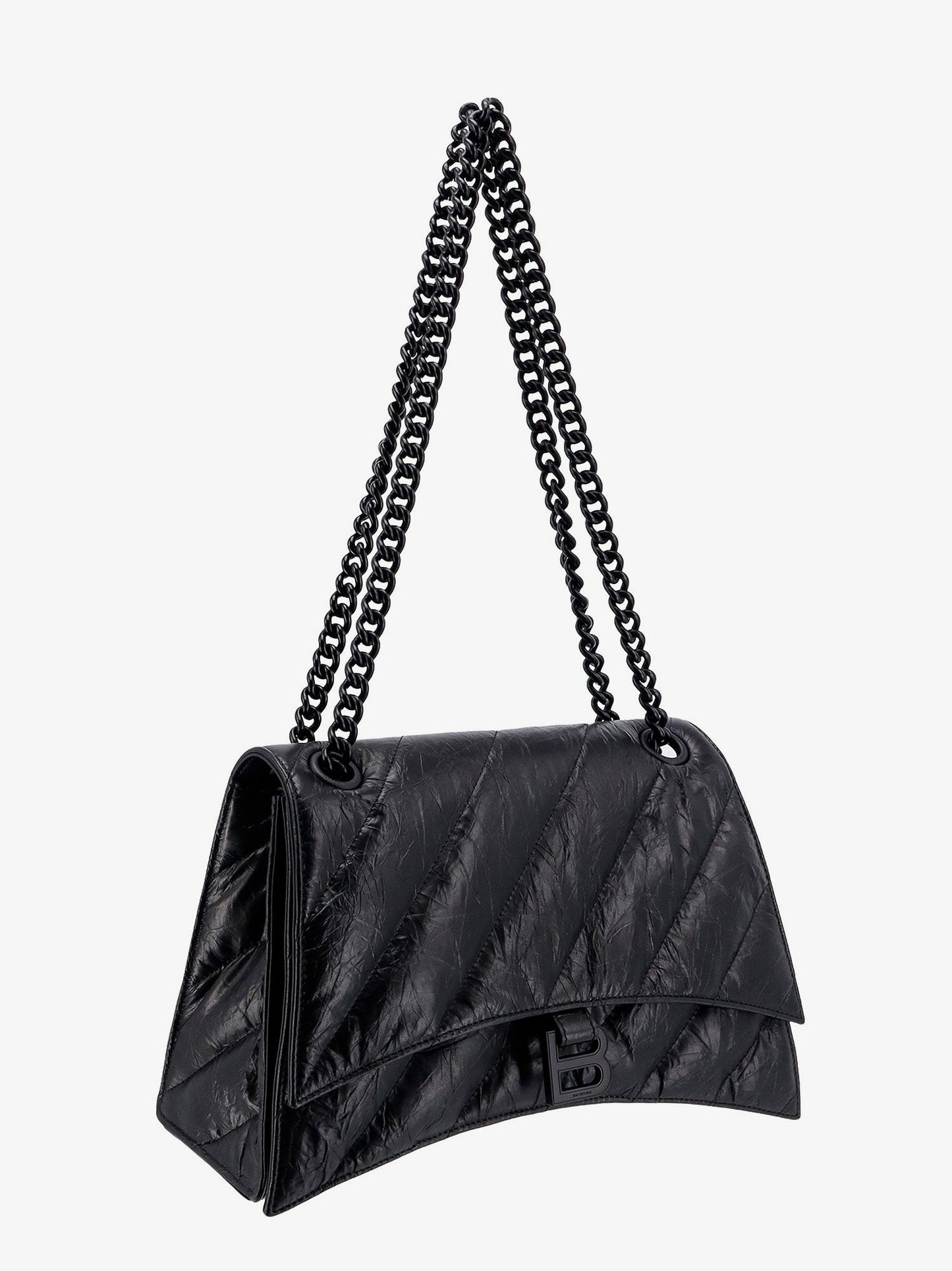 Borsa a spalla in pelle matelassé con mongoramma frontale