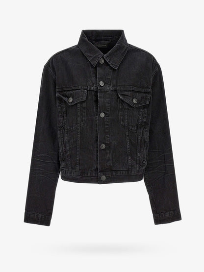 Small fit black denim jacket thumbnail