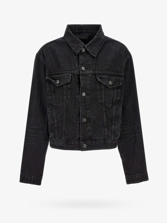 Small fit black denim jacket