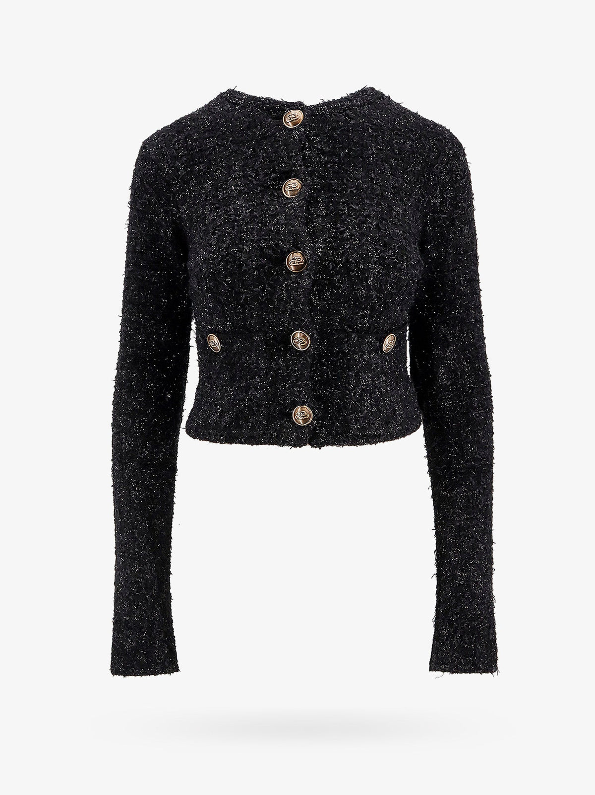 Cotton tweed knitted cropped cardigan