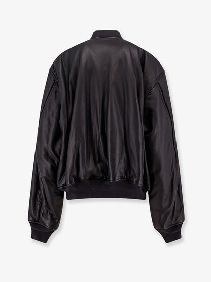 Leather jacket with cargo pocket detail on the sleeve thumbnail