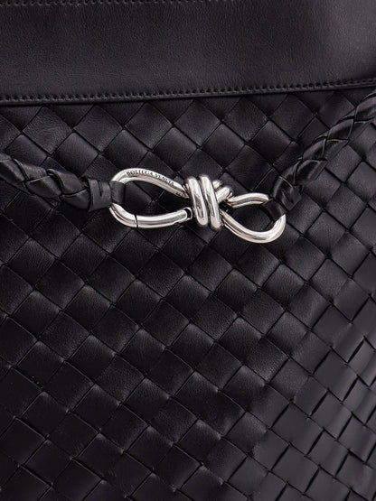 Shoulder bag with woven motif, zip closure and leather shoulder strap with metal knot detail thumbnail