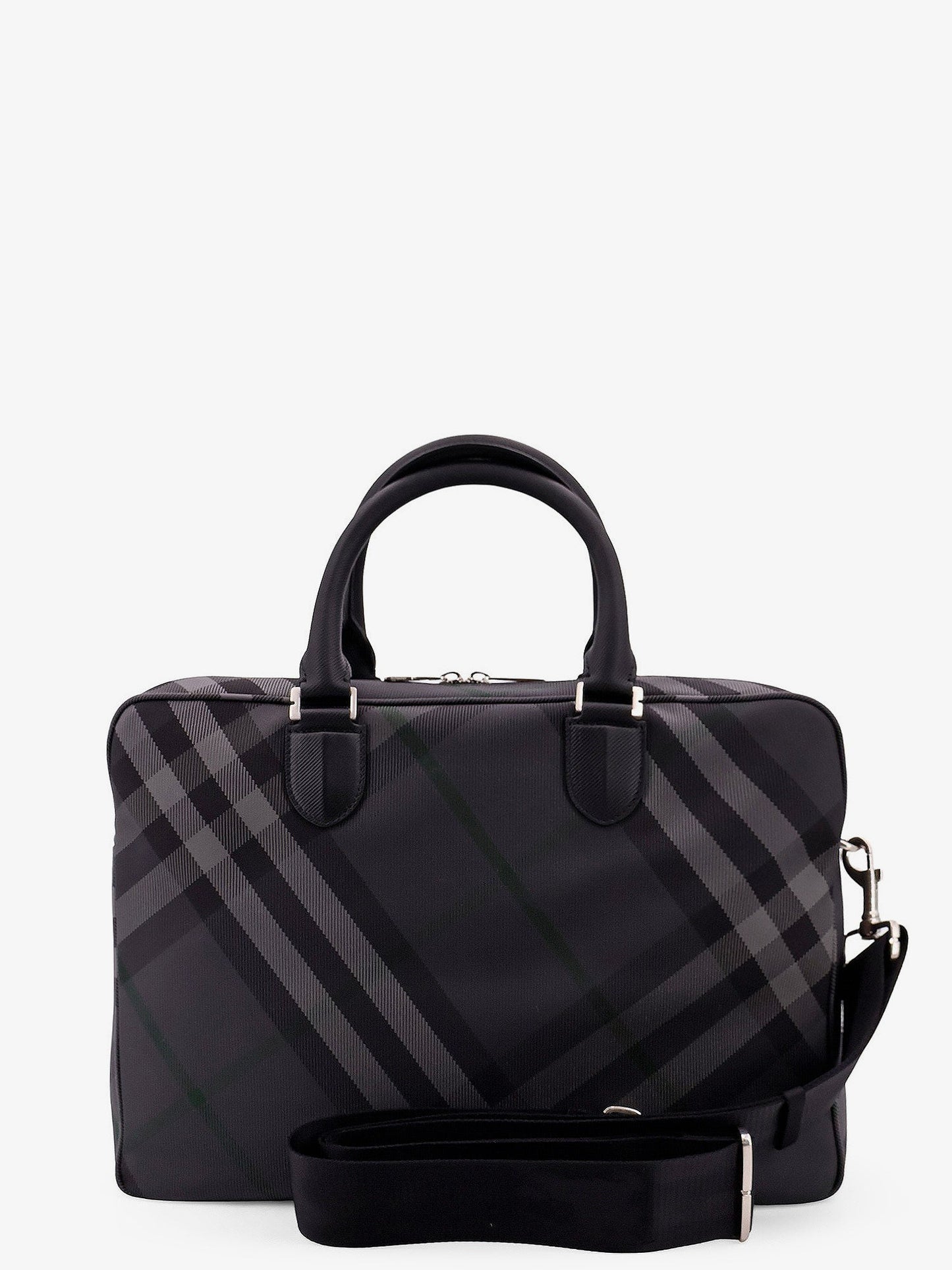 Nylon check briefcase with equestrian knight design lining