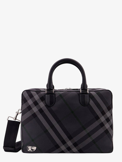 Nylon check briefcase with equestrian knight design lining thumbnail