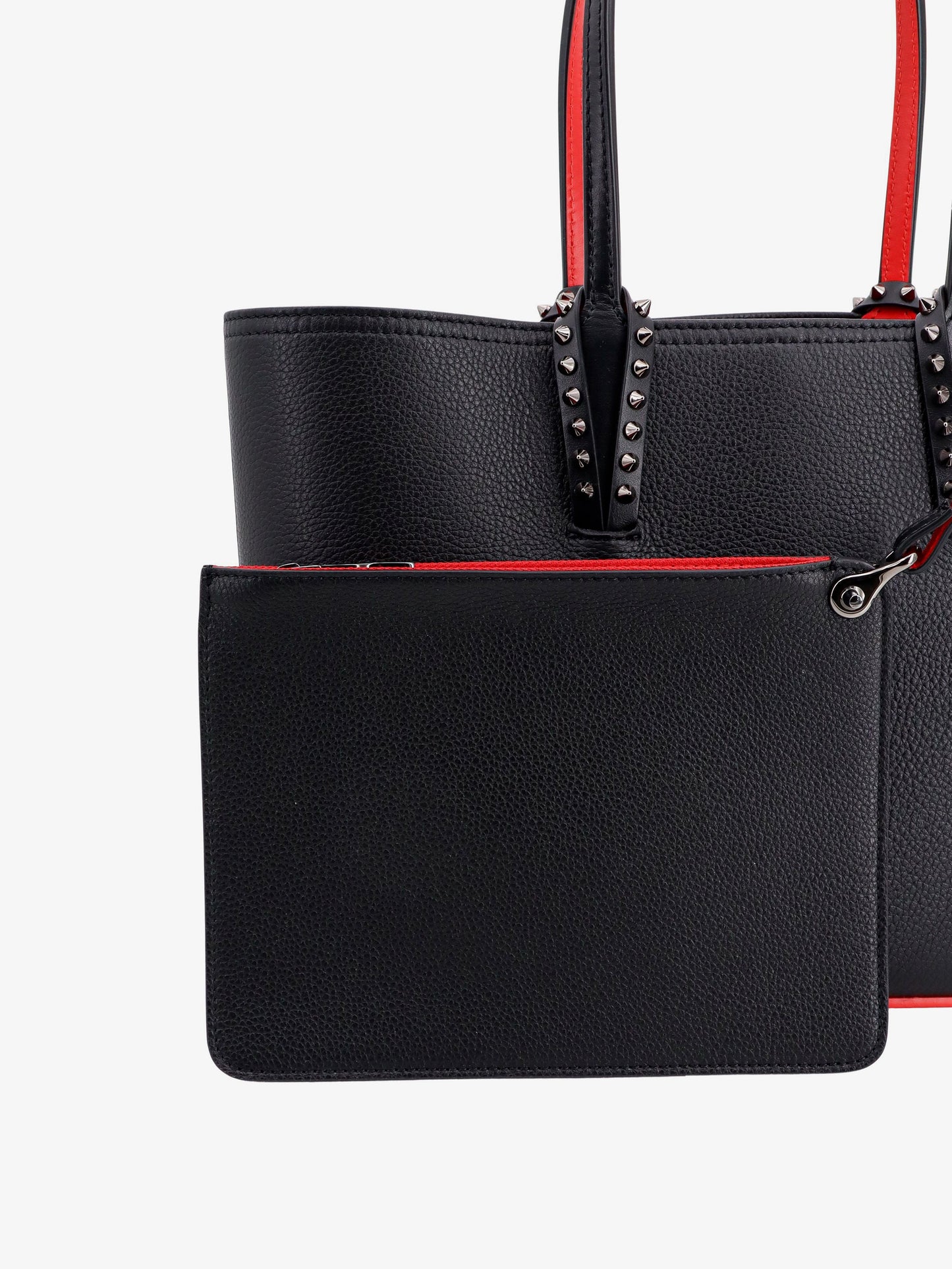 Tote leather bag with removable internal pouch