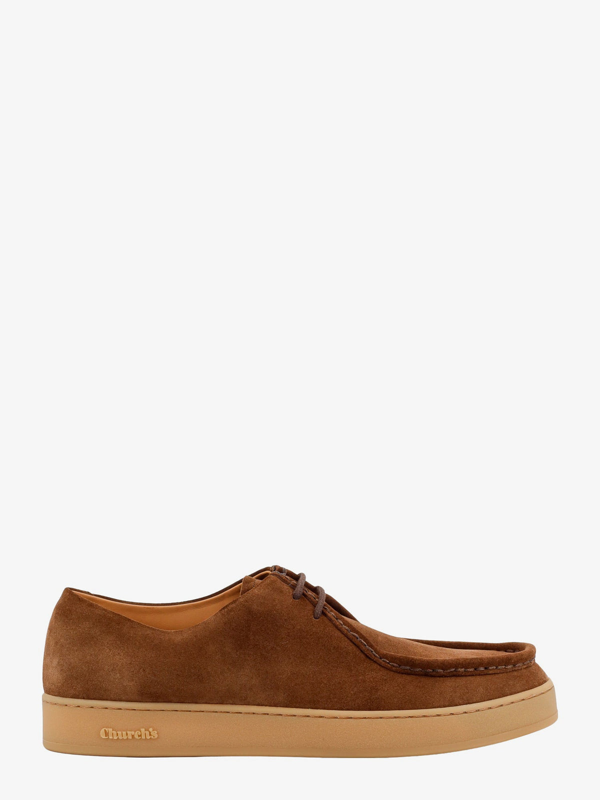 Suede lace up shoe embossed logo detail