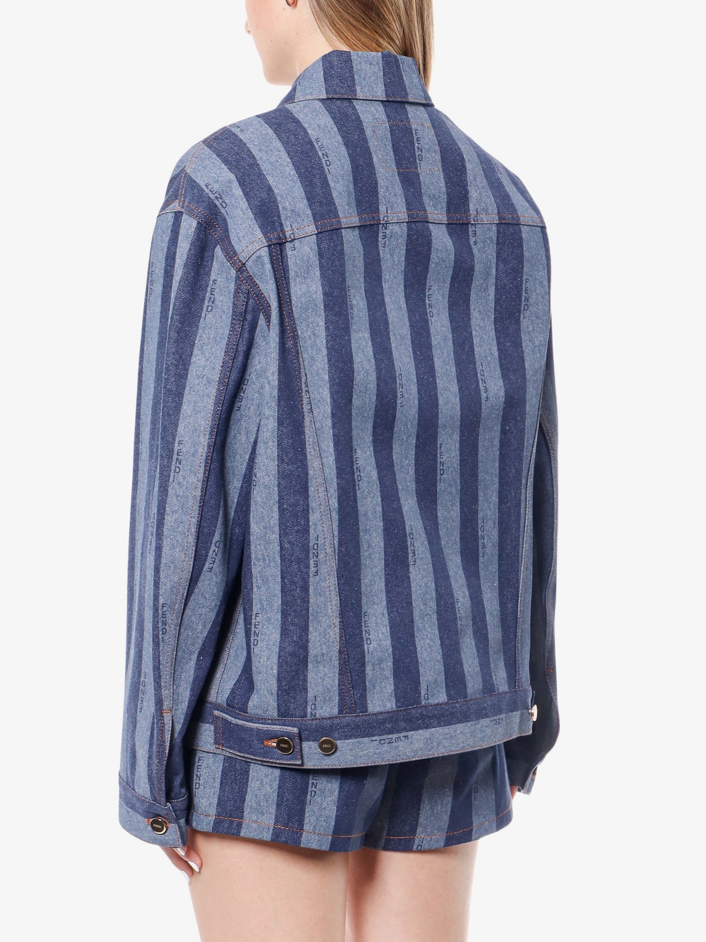 Denim jacket with pequin stripes