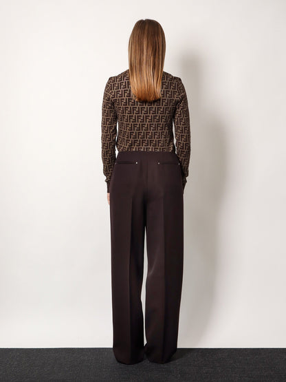 Pantaloni in lana vergine con dettagli ff in metallo thumbnail