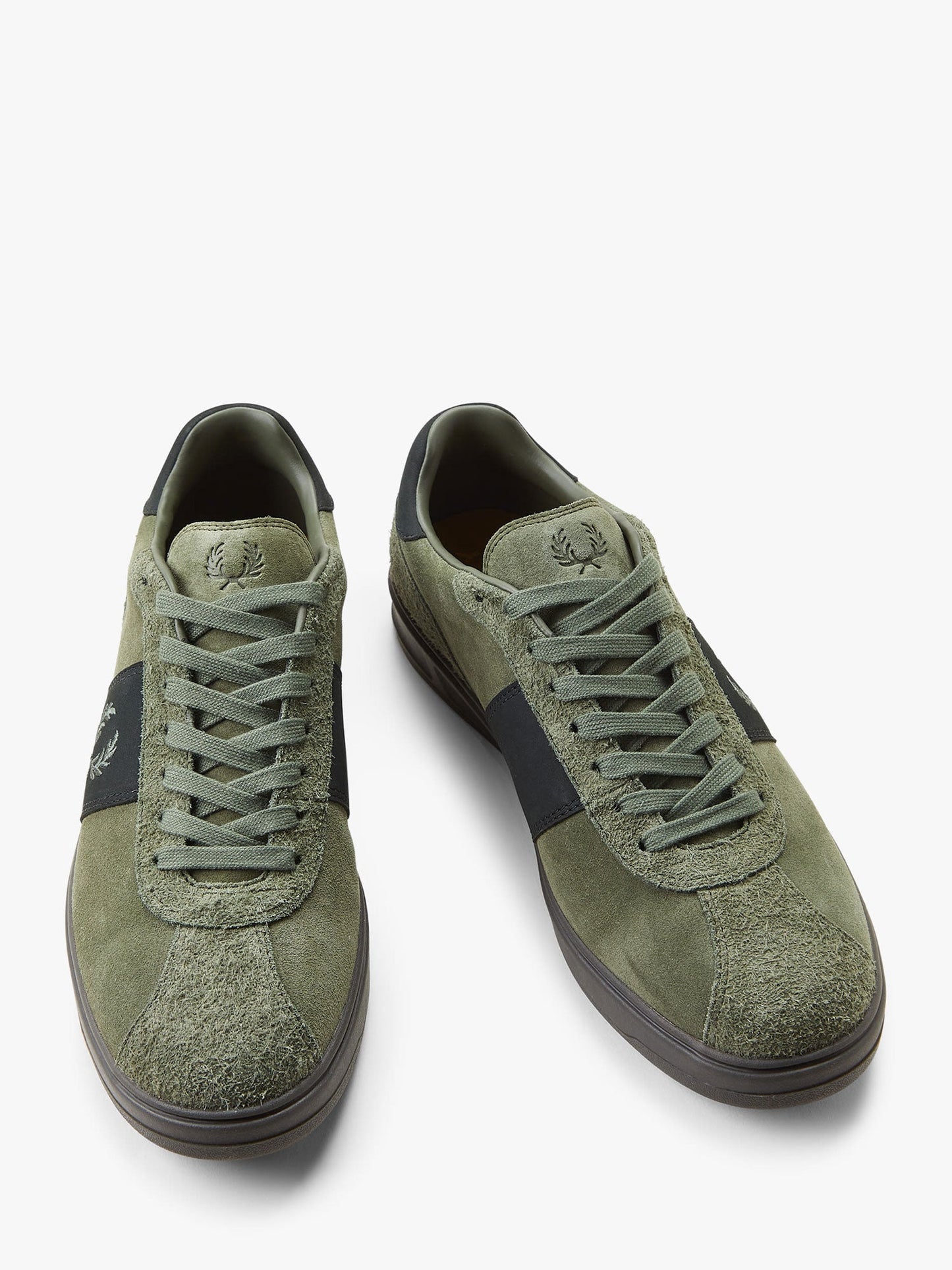 Suede sneakers with iconic embroidery