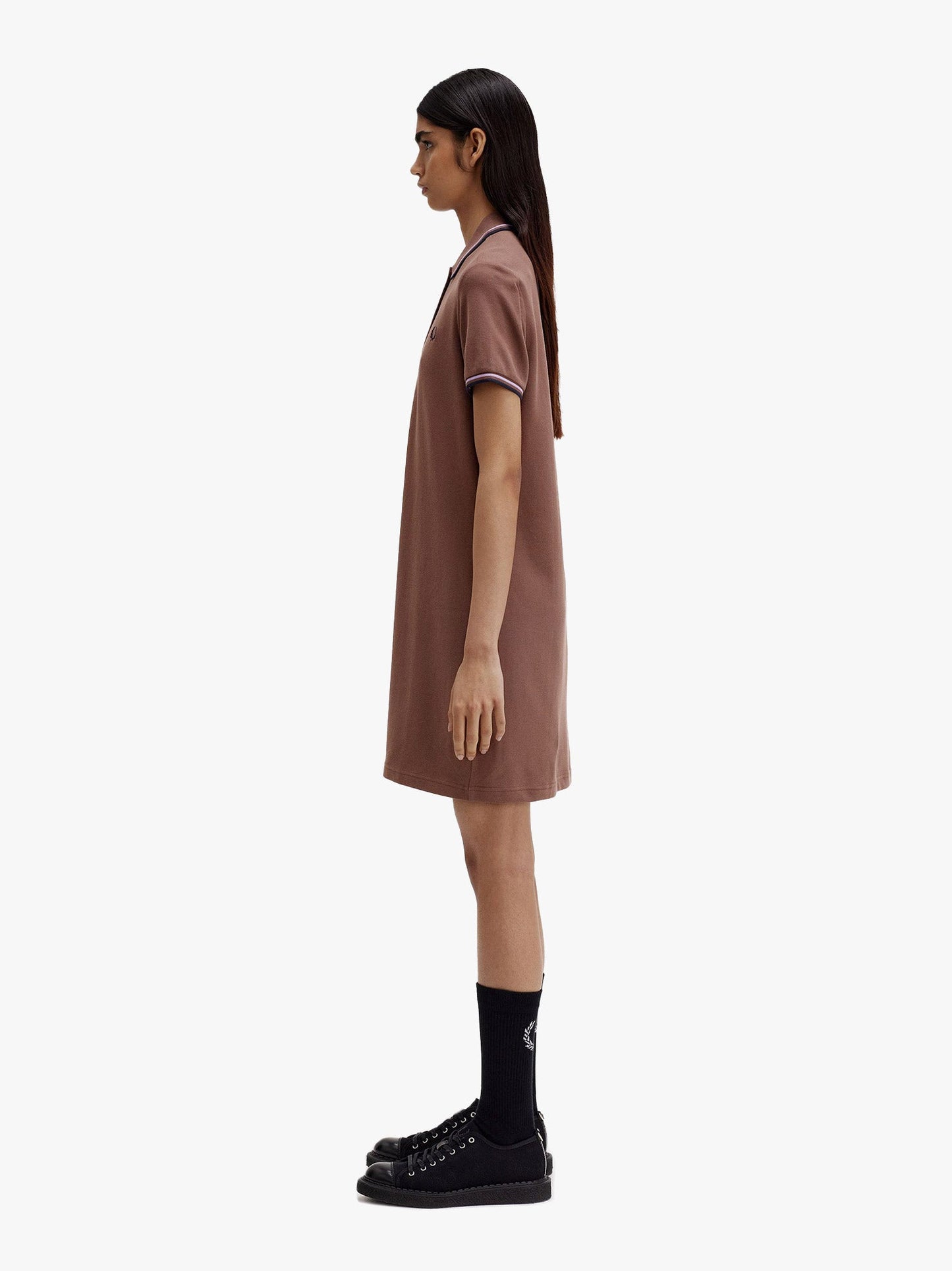 Stretch cotton polo dress with contrasting profiles