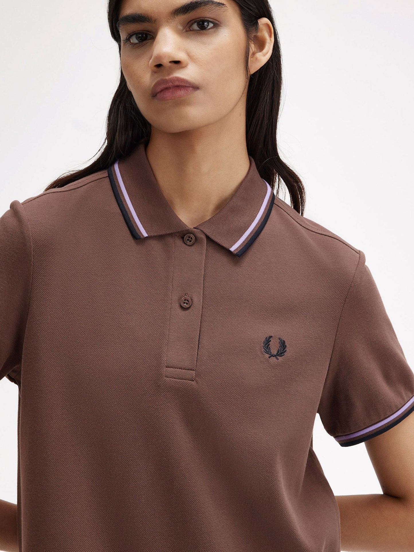 Stretch cotton polo dress with contrasting profiles