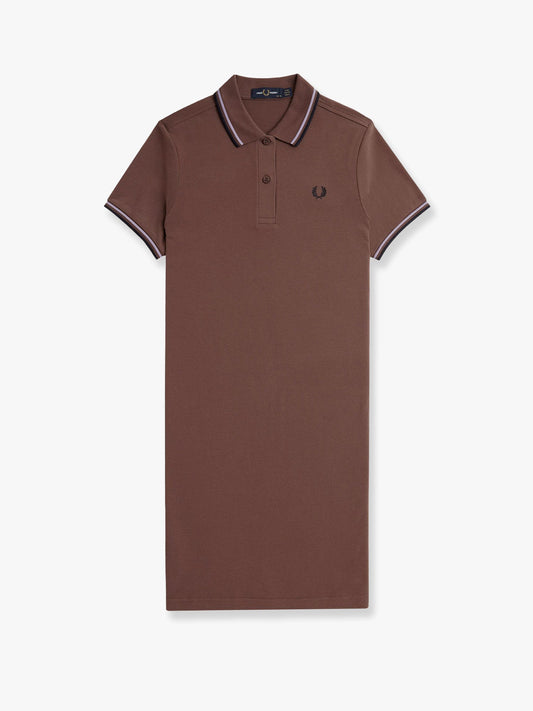 Stretch cotton polo dress with contrasting profiles
