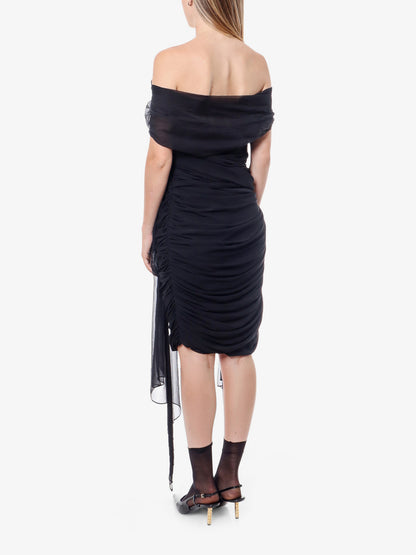 Stretch viscose dress with drapery thumbnail