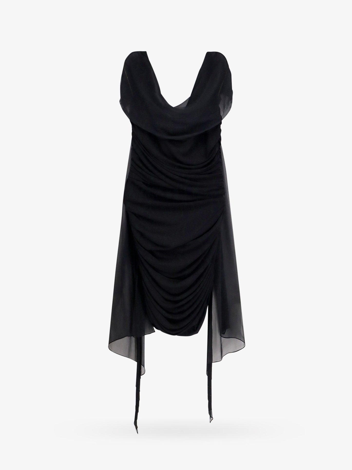 Stretch viscose dress with drapery