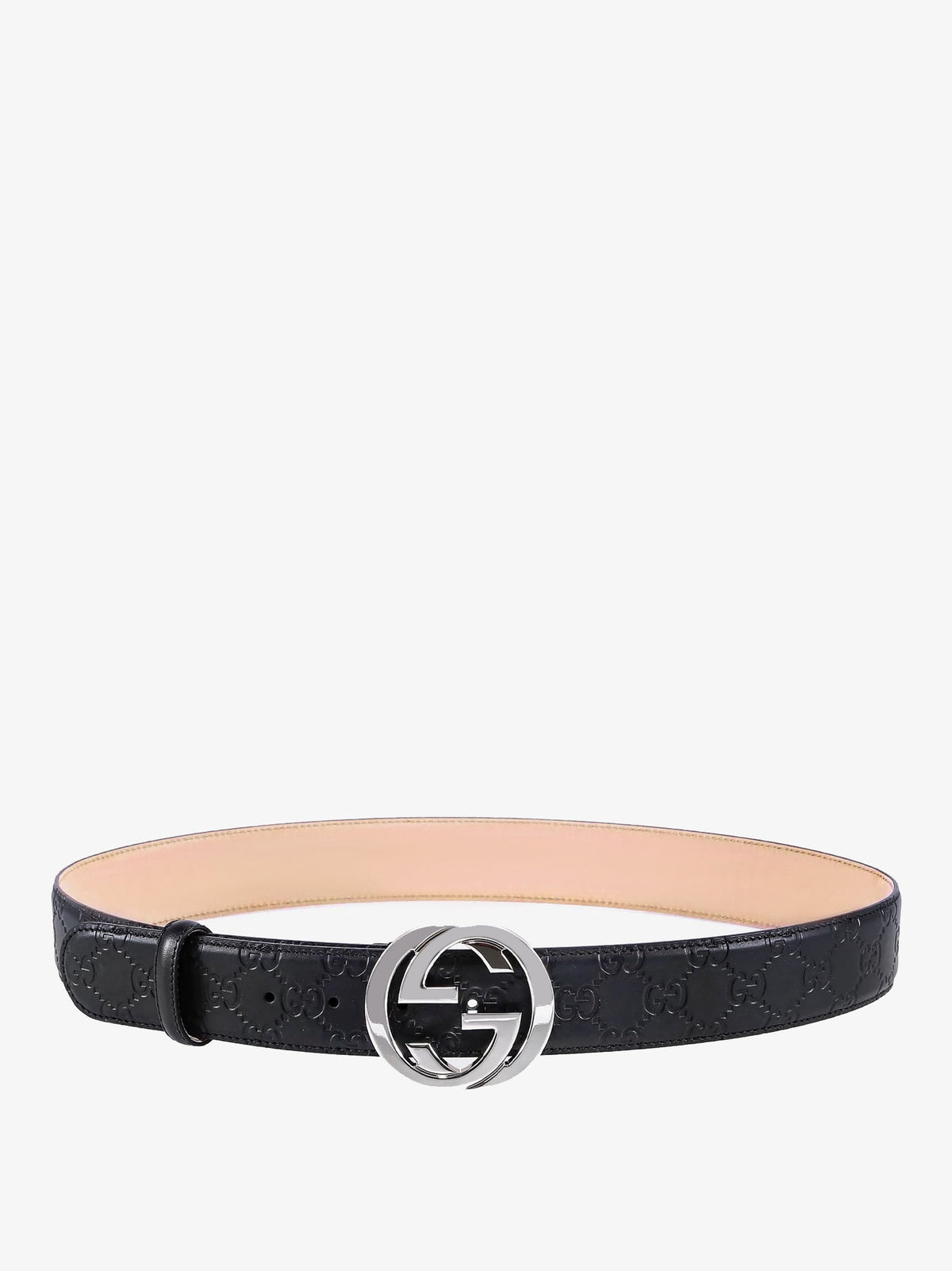 Leather belt gg metal buckle