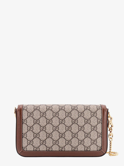 Borsa a spalla in tessuto gg supreme e pelle con iconico morsetto in metallo thumbnail