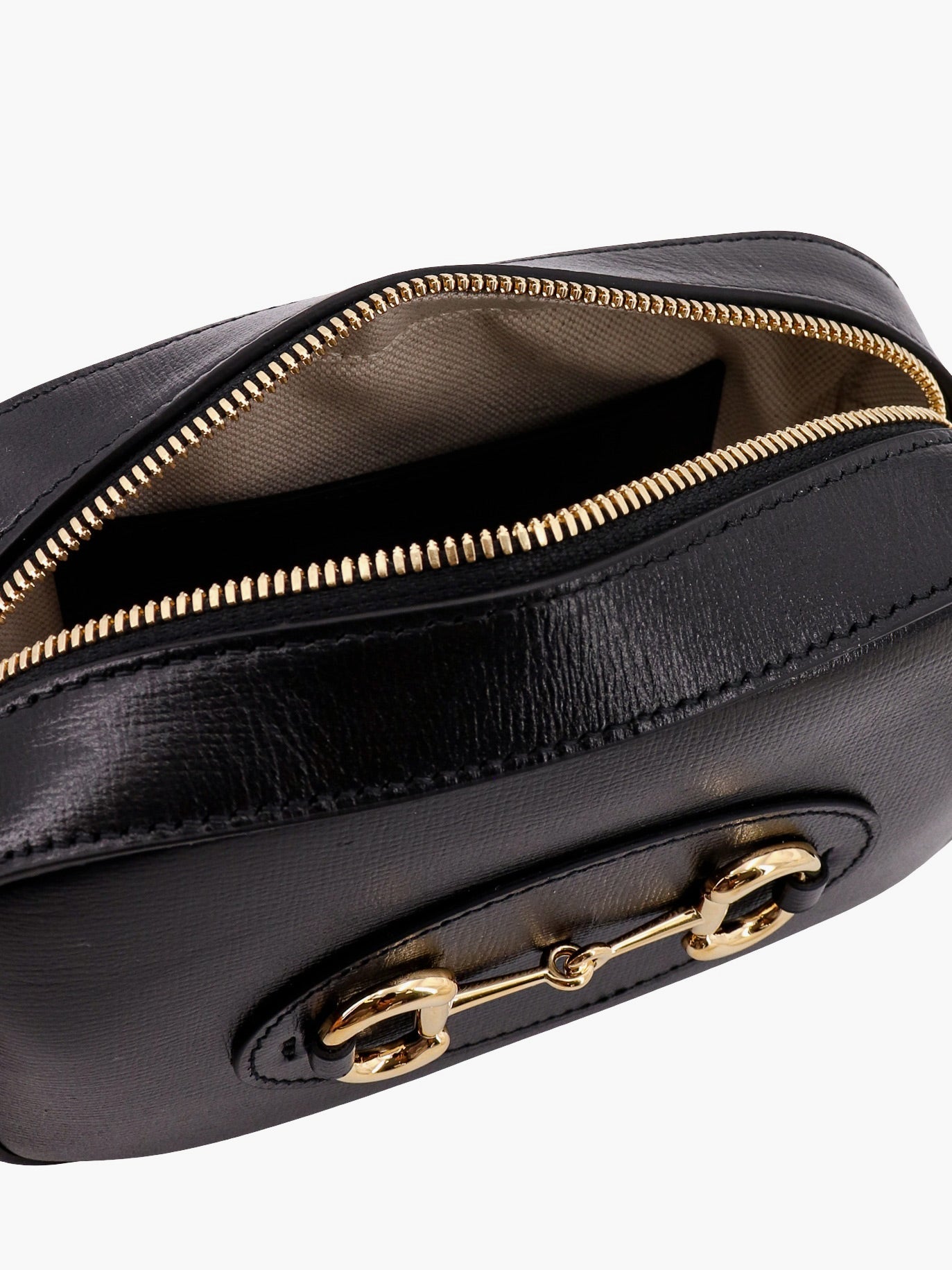 Leather shoulder bag with iconic metal horsebit