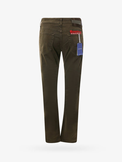 Regular slim fit cotton trouser with back pony-skin patch thumbnail