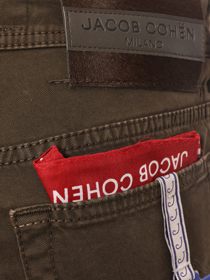 Regular slim fit cotton trouser with back pony-skin patch thumbnail